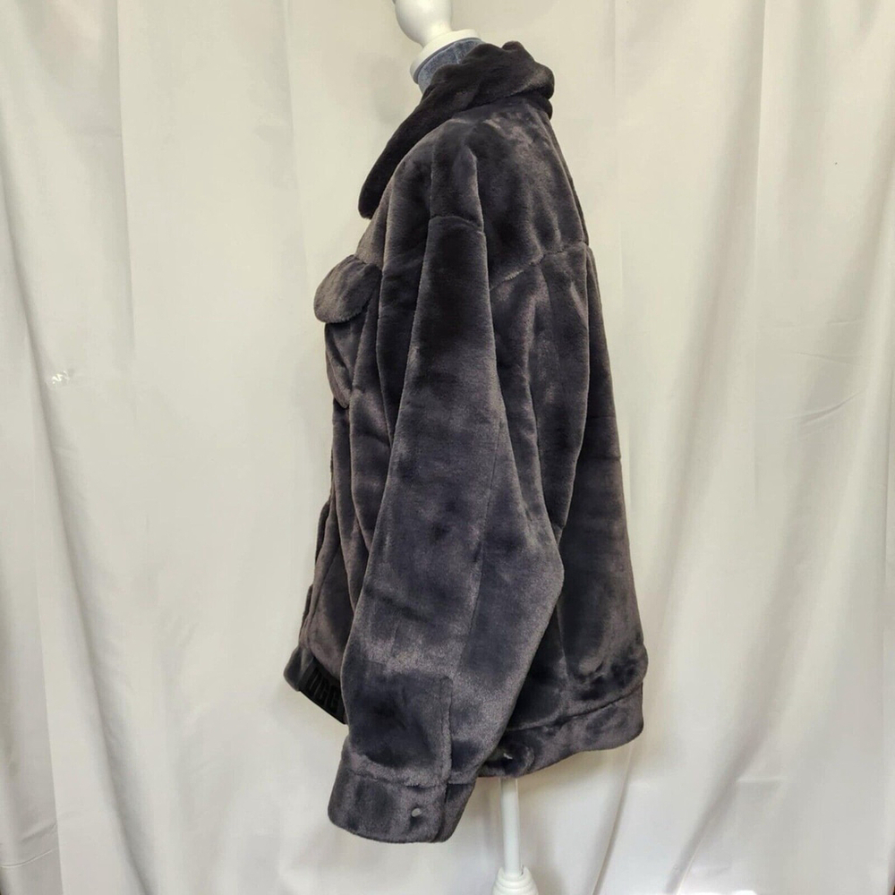 UGG Women's Frankie Trucker Faux Fur Jacket Ink Grey Sz M Warm Soft Cozy - Picture 10 of 16
